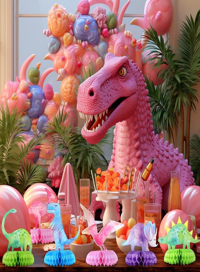 HaPiBiDesign Dinosaur Baby Shower Centerpieces - 12 PCS Dino Party Honeycomb Centerpieces for Decorations - Dino Center Piece Dinosaur Table Topper for Kid - Image 4